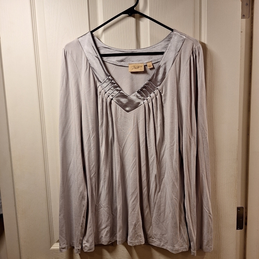 Womens Motto Brand Gray Long Sleeve Blouse Size Large
